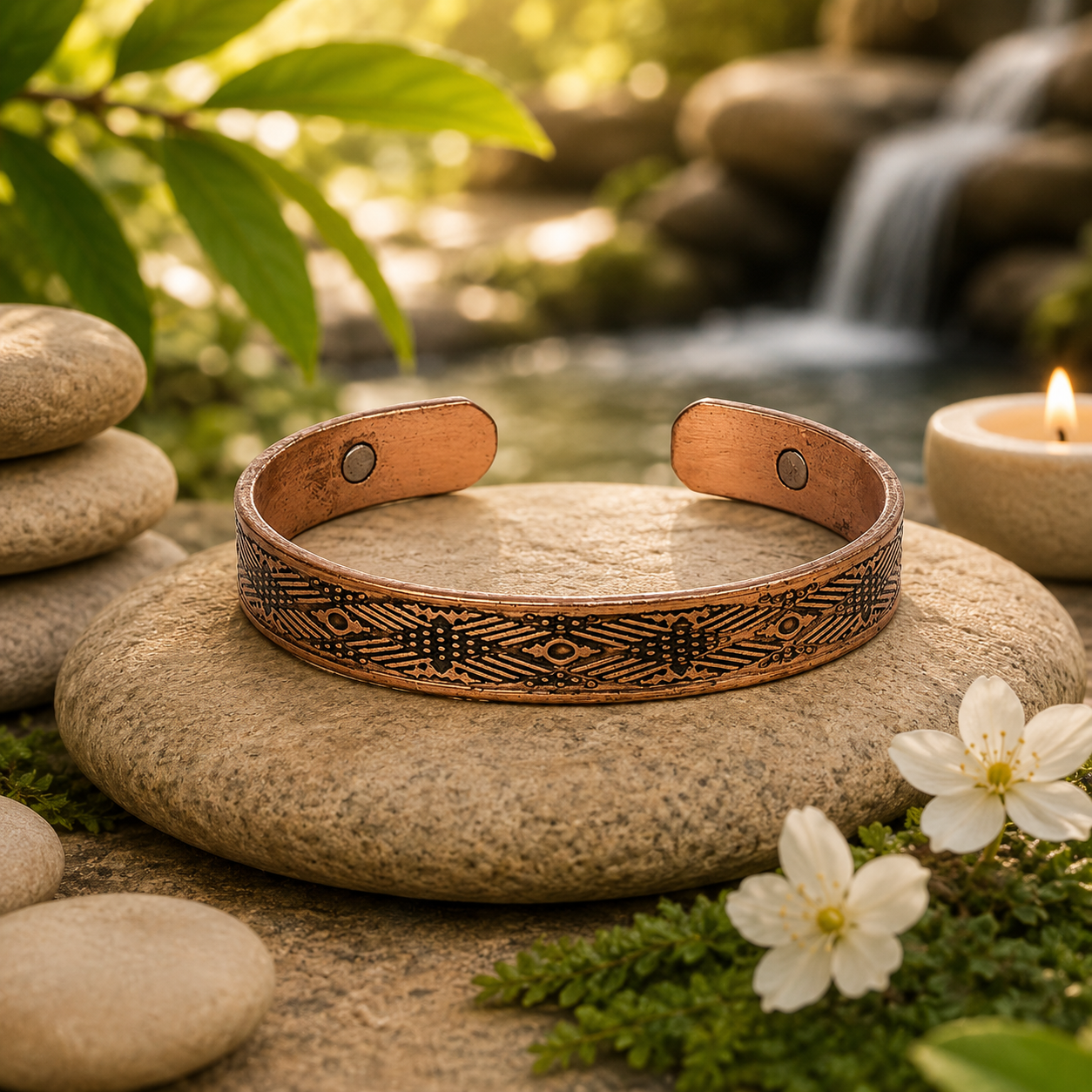 Bracelet cuivre magnétique Géométrie d\'Ancrage – Stabilité, équilibre et confiance intérieure