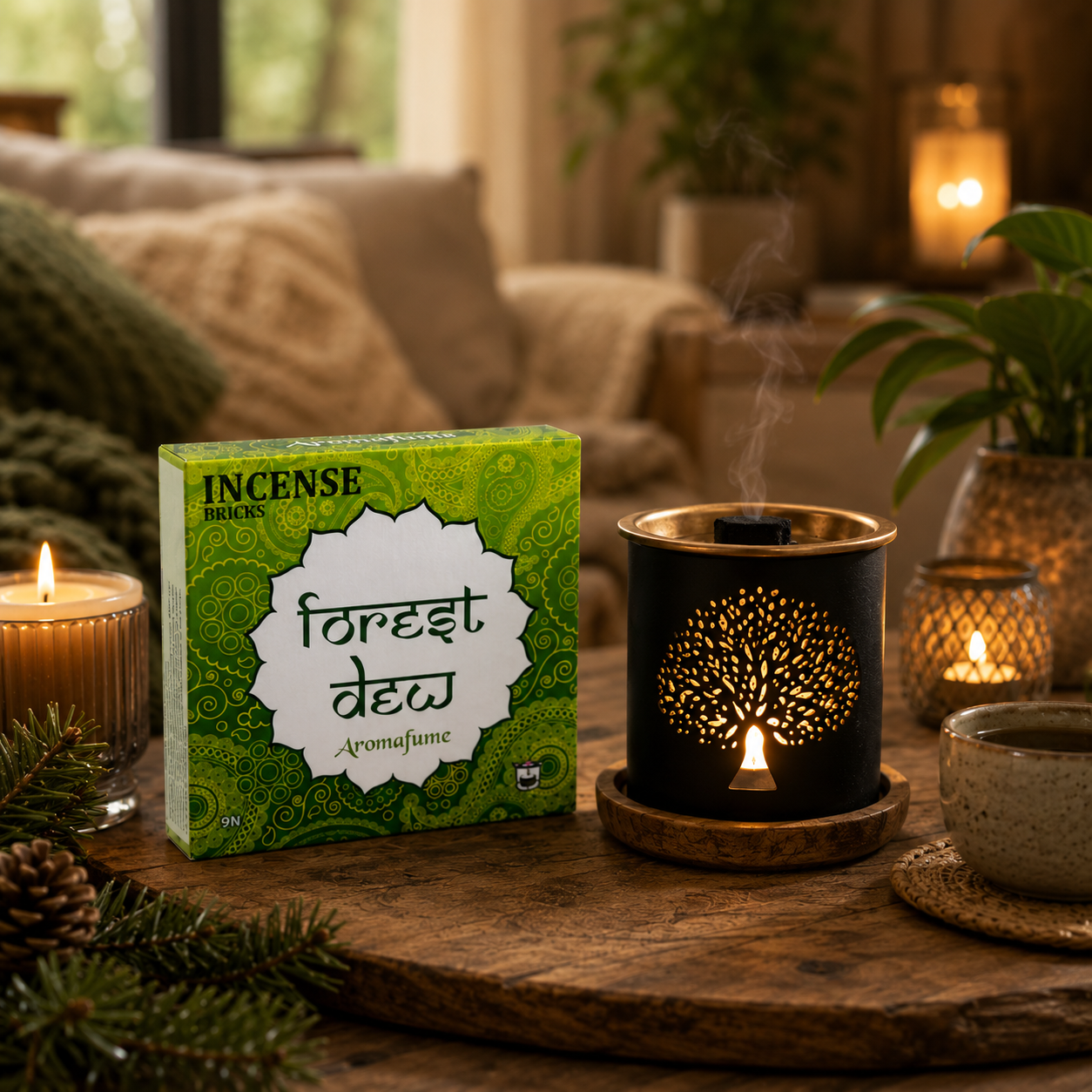 Briques d’Encens Forest Dew Aromafume – Encens Frais et Boisé pour Brûle-Parfum