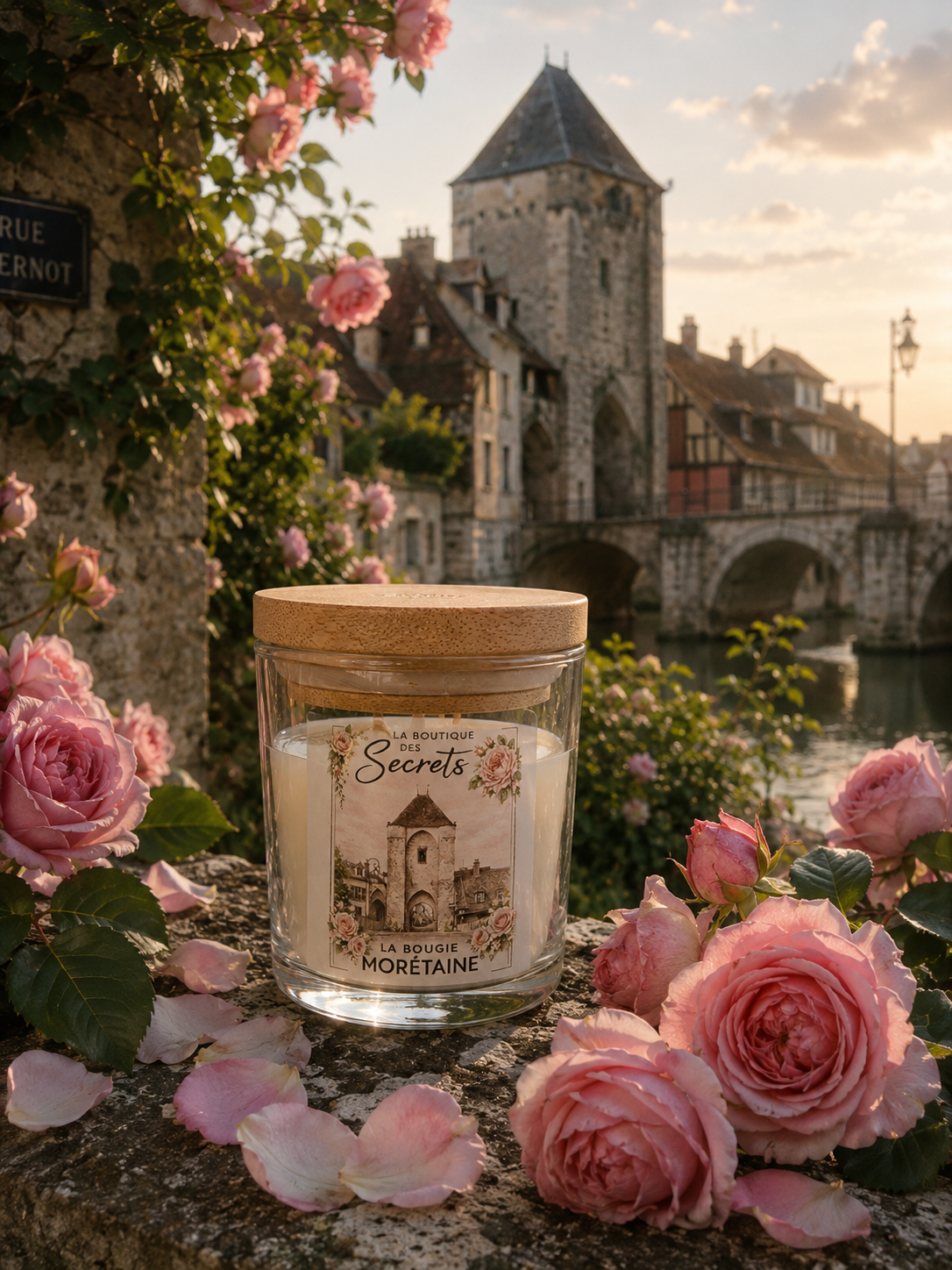 Bougie Morétaine Secrets Rose Ancienne - Bougie artisanale de Moret-sur-Loing