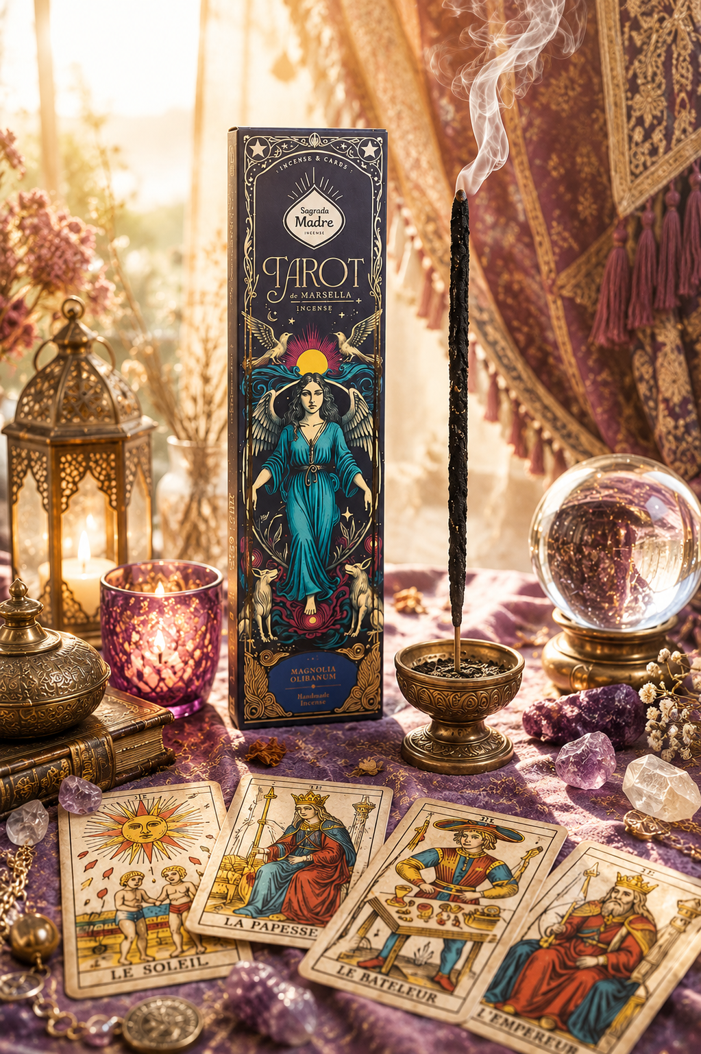 Encens Tarot de Marseille Le Monde Magnolia et Oliban – Sagrada Madre