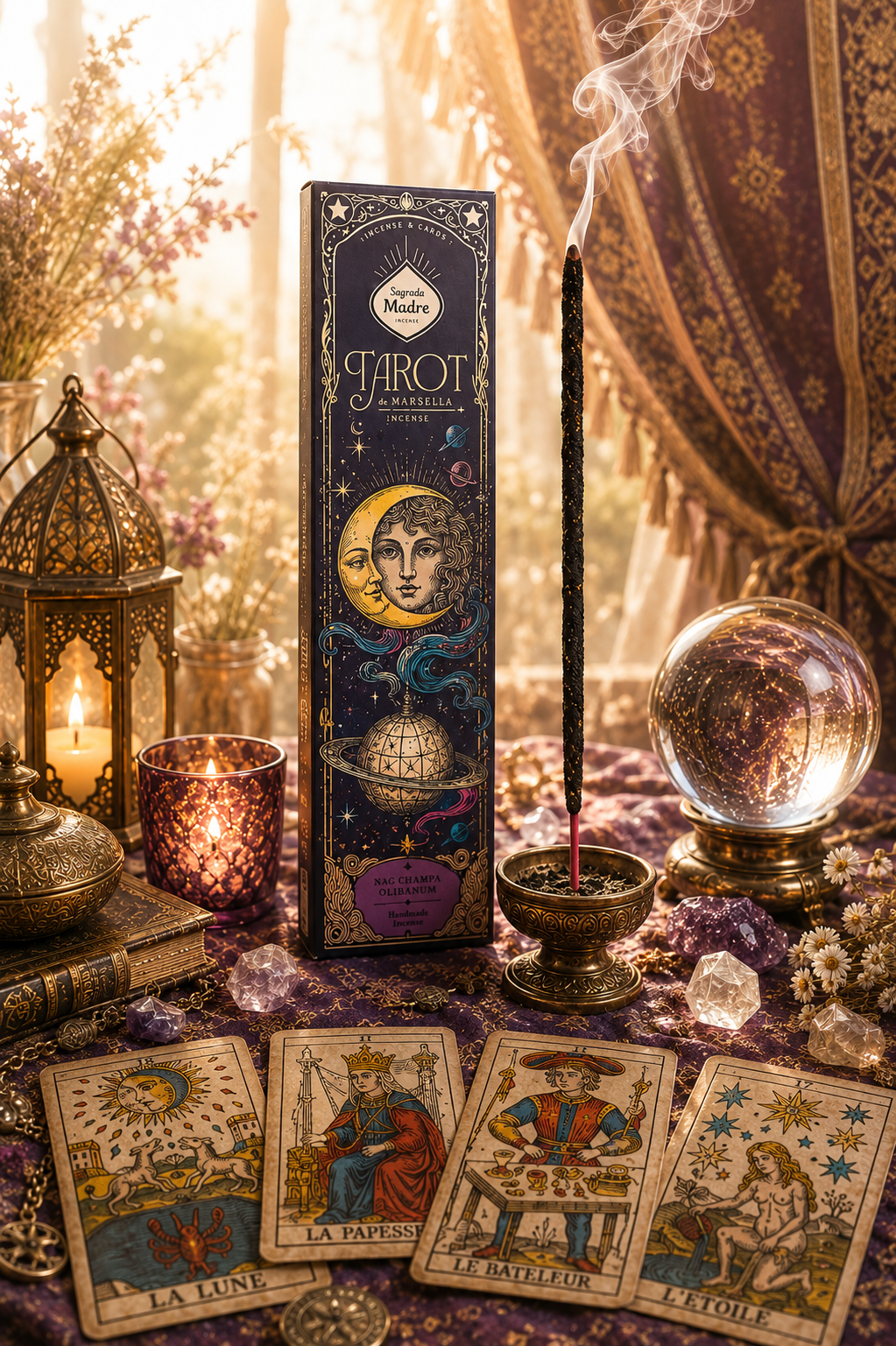 Encens Tarot de Marseille La Lune Nag Champa et Oliban – Sagrada Madre