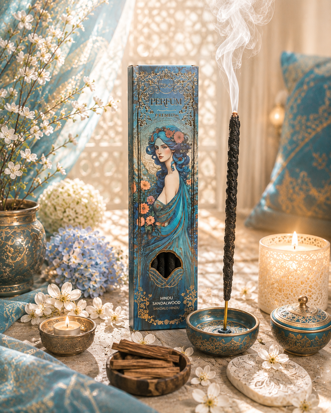 Encens Premium Perfum Santal Indien – Parfum Boisé Relaxant et Cocooning