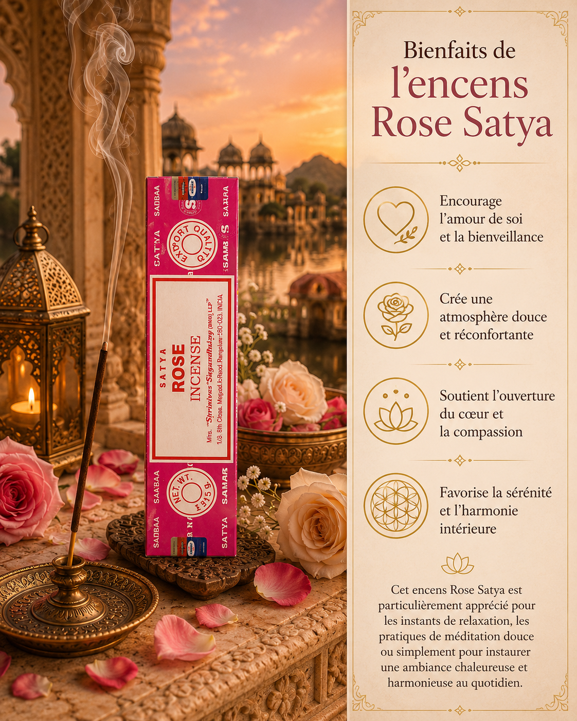 Encens-Rose-Satya-Amour-Harmonie-Émotionnelle-et-Bien-être-du-Cœur-bienfaits