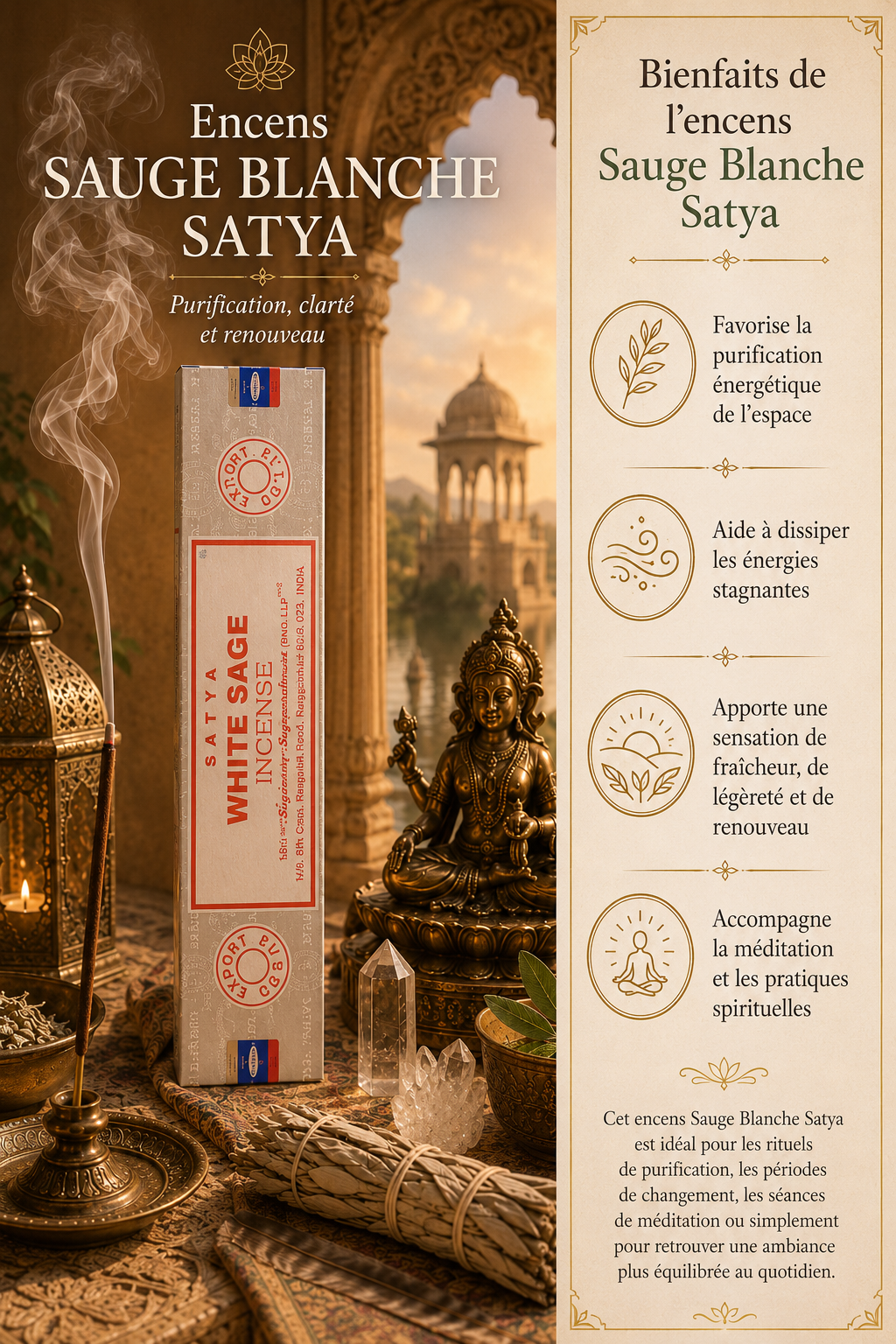 Encens-Sauge-Blanche-Satya-Purification-Énergétique-Clarté-et-Harmonie-bienfaits
