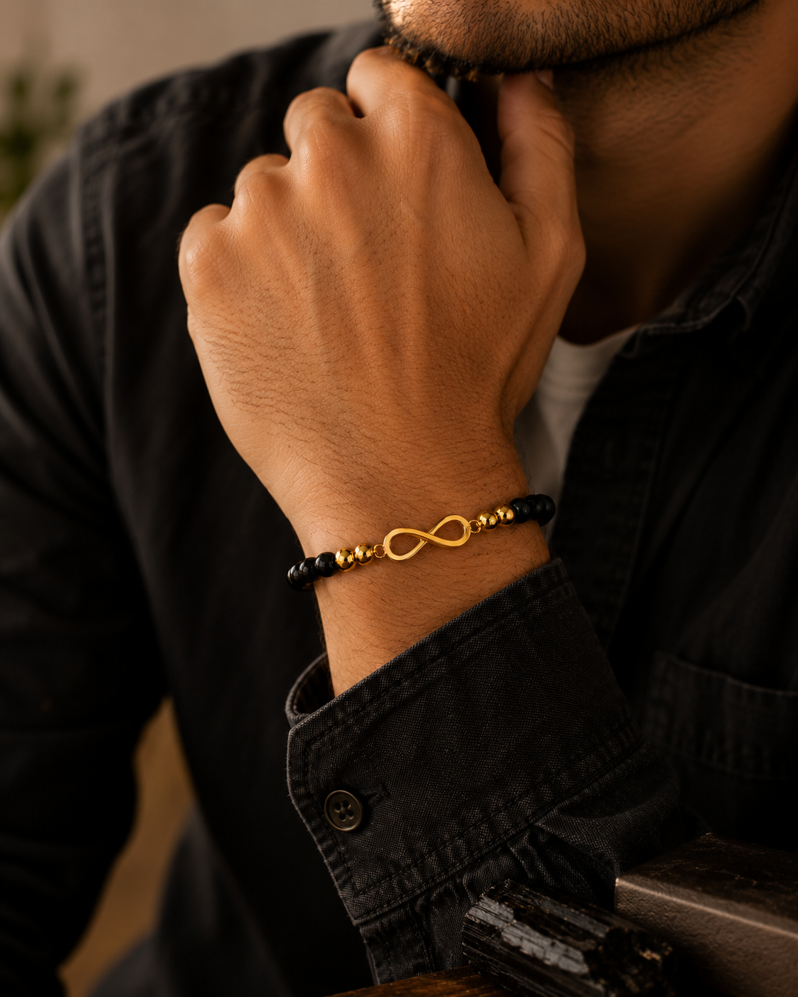 bracelet-tourmaline-noire-infini-protection-ancrage-et-equilibre-interieur-homme