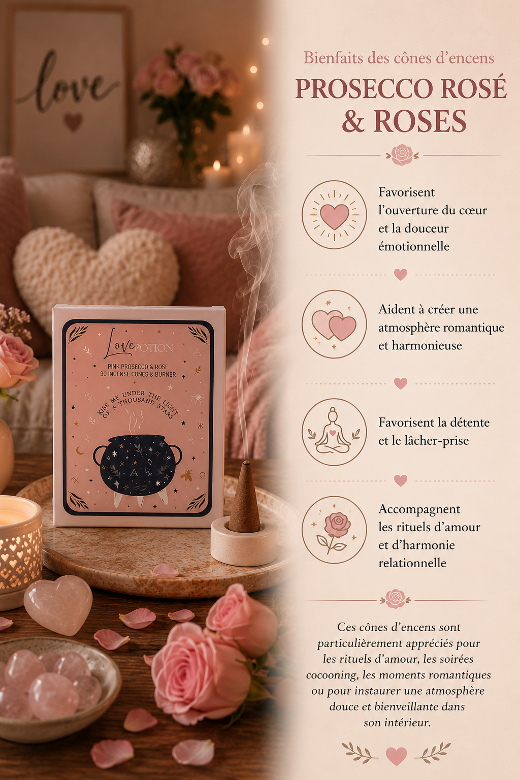 cones-d-encens-celestial-magic-philtre-d-amour-prosecco-rose-roses-amour-et-harmonie-bienfaits