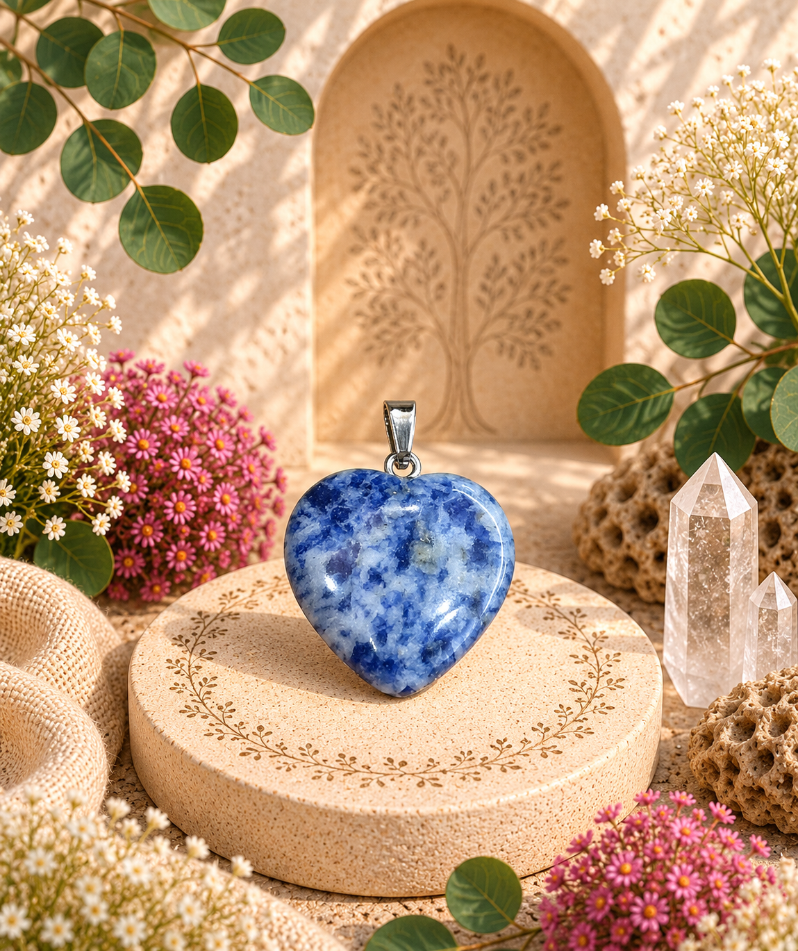 Pendentif Sodalite - Coeur – Clarté, confiance et harmonie