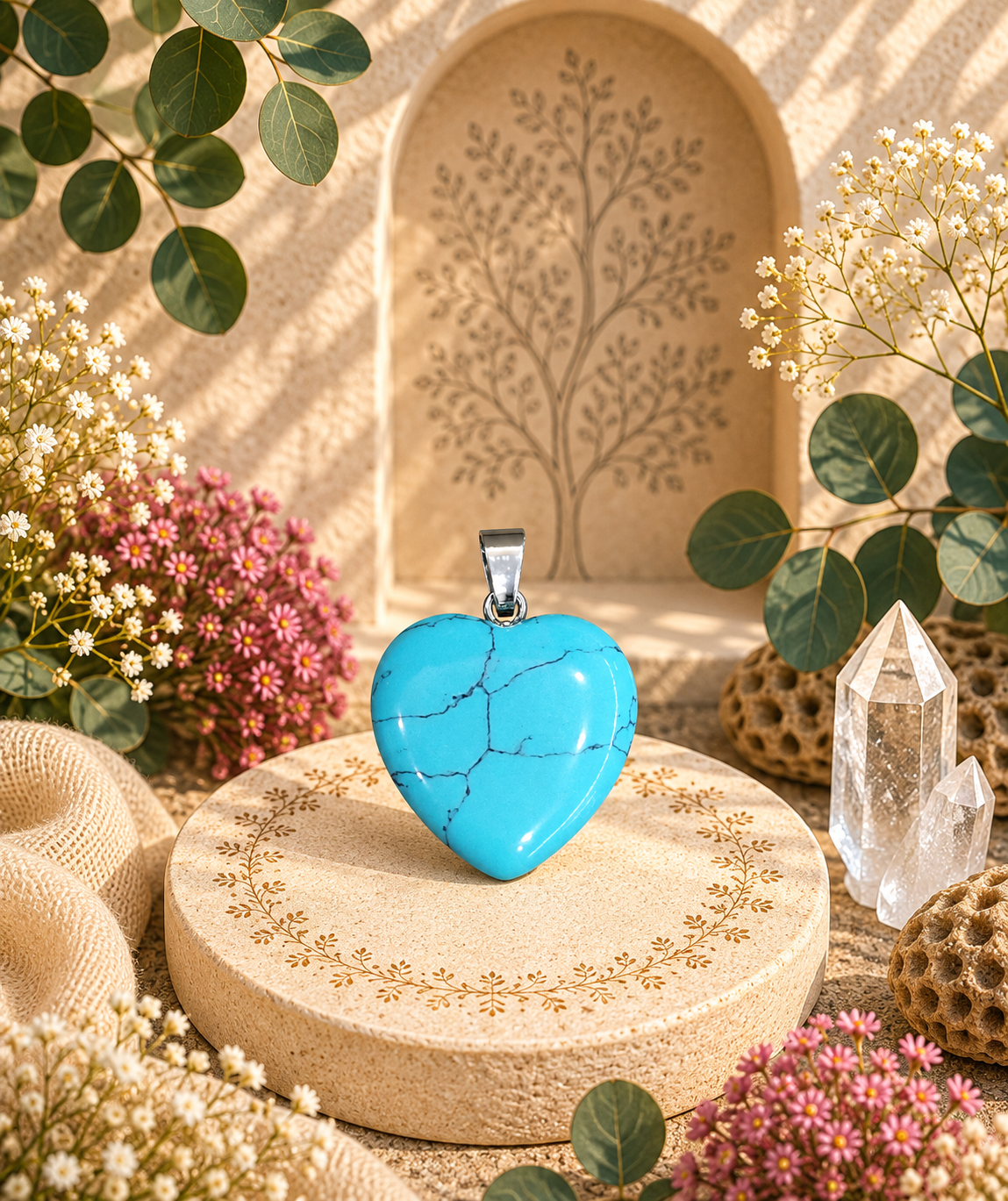 Pendentif Howlite Bleue - Coeur – Sérénité, patience et communication