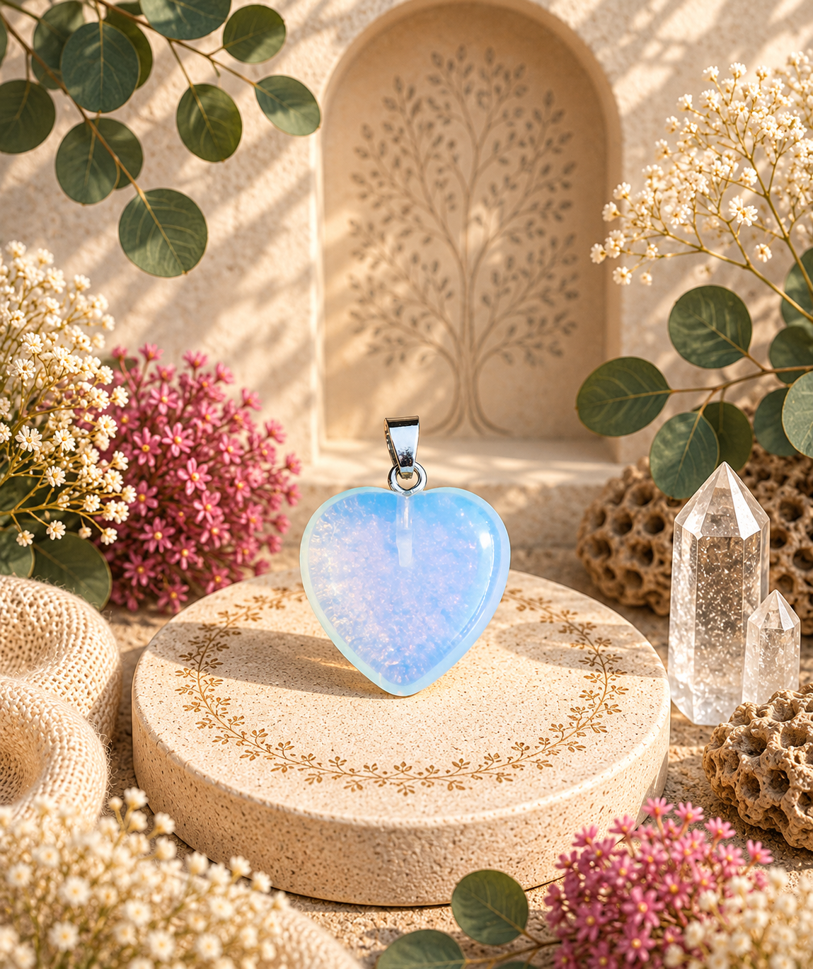 Pendentif Opaline - Coeur – Douceur, intuition et sérénité