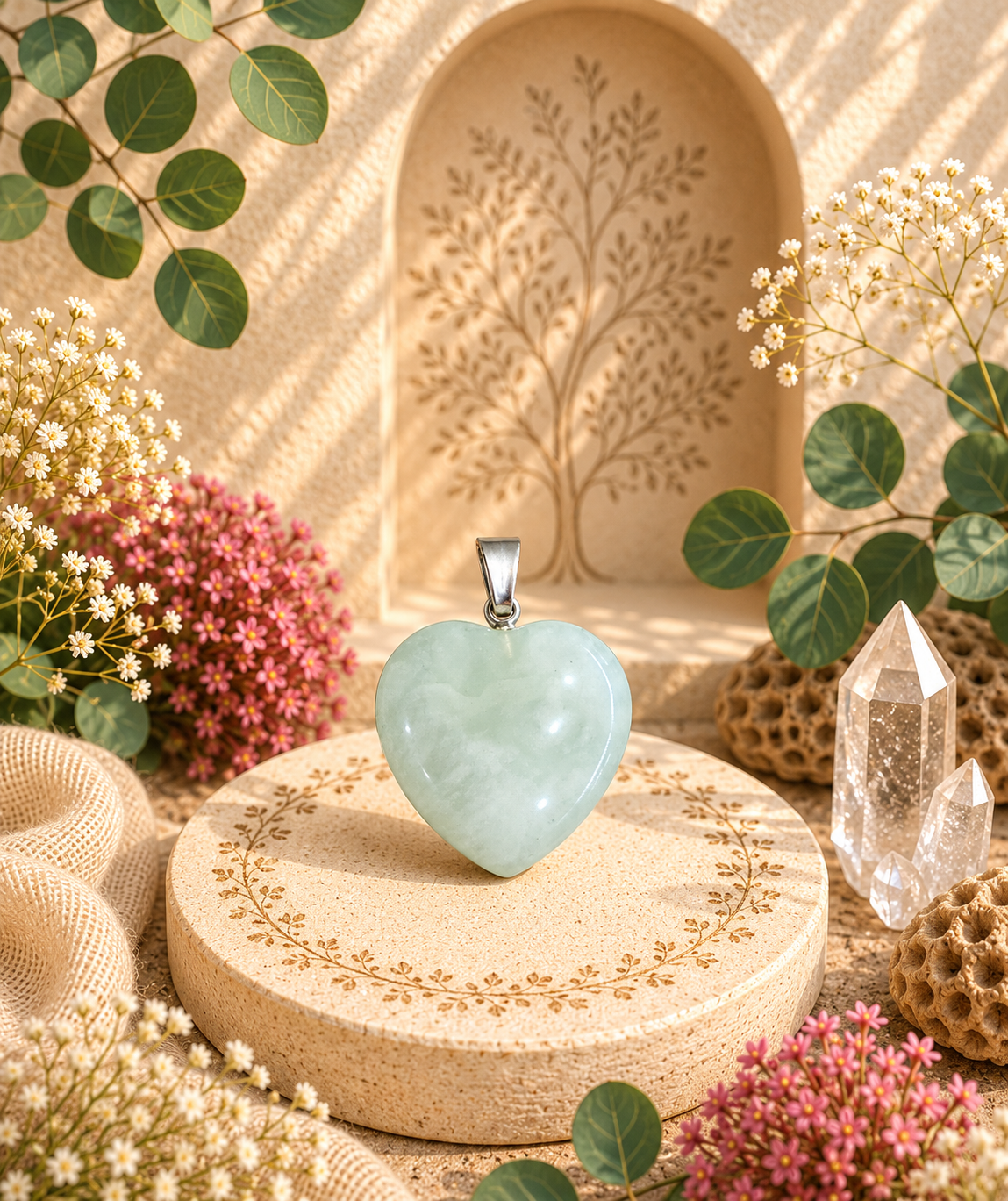 Pendentif Jade - Coeur – Harmonie, chance et prospérité