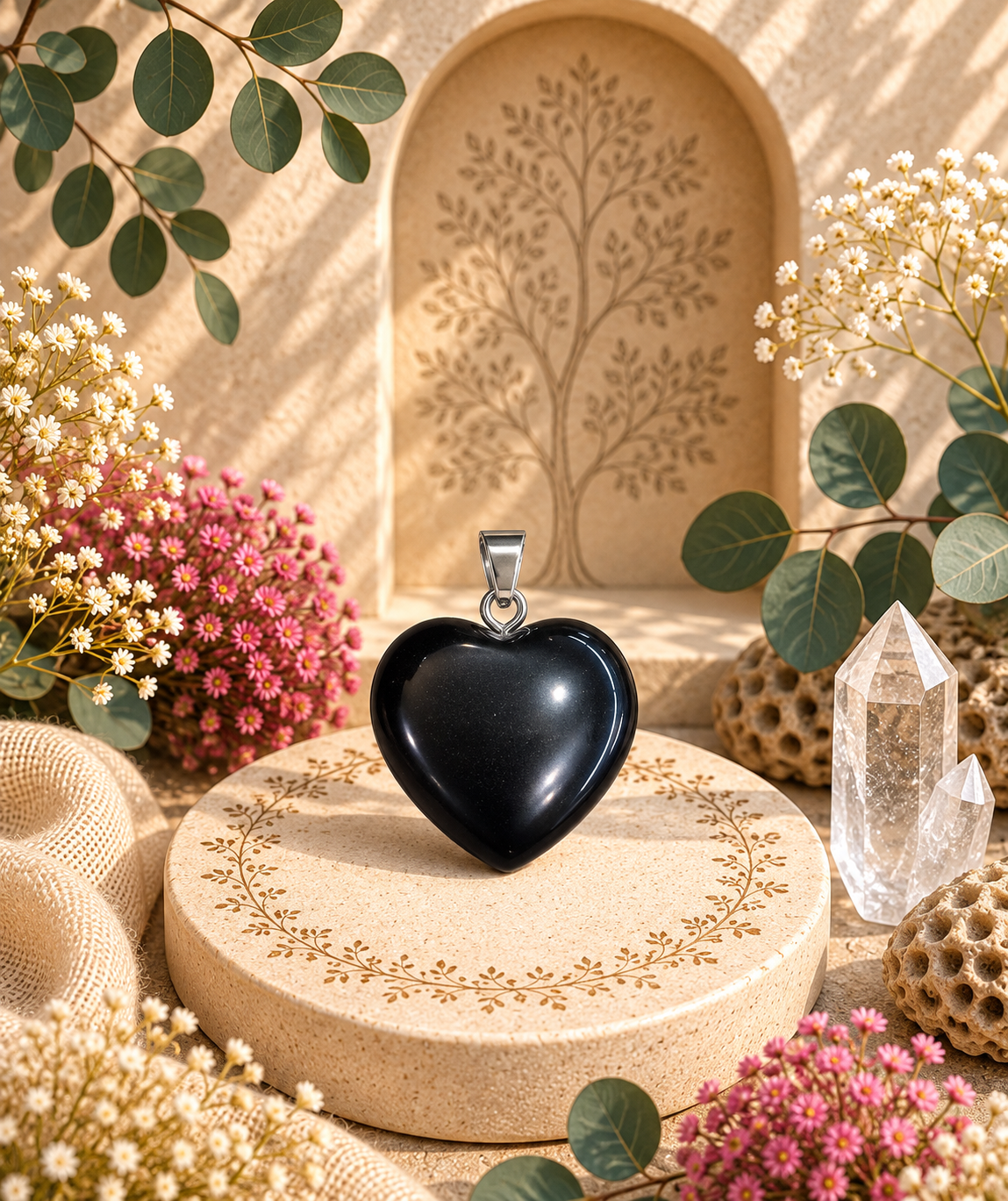 Pendentif Onyx - Coeur – Ancrage, protection et confiance