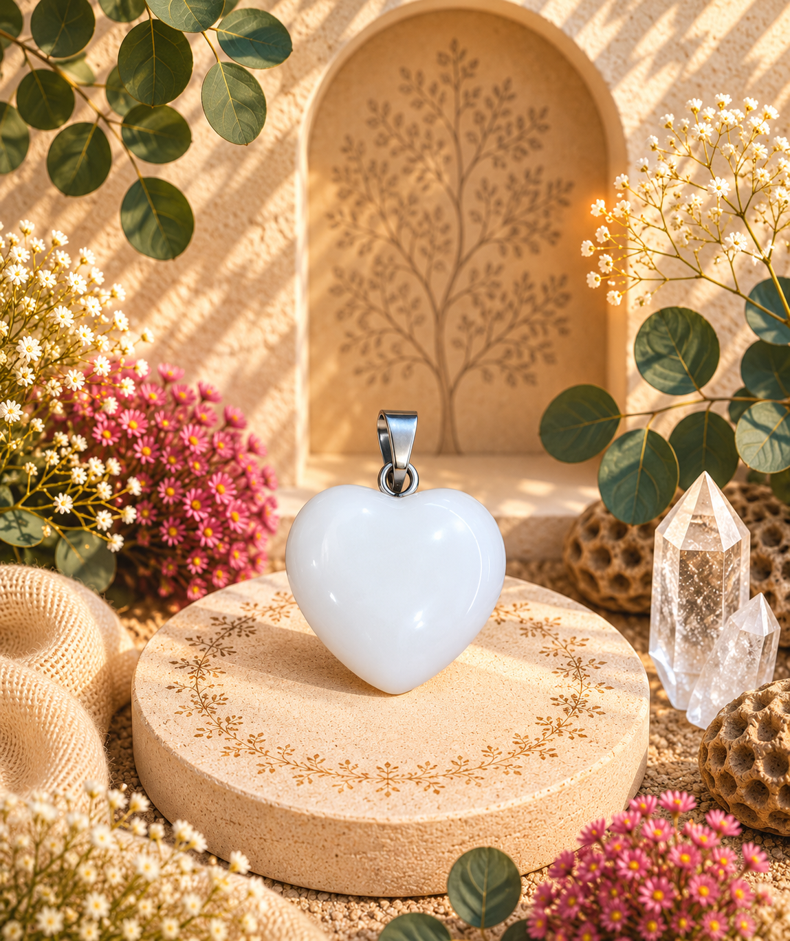 Pendentif Jade Blanc - Coeur – Sérénité, sagesse et harmonie