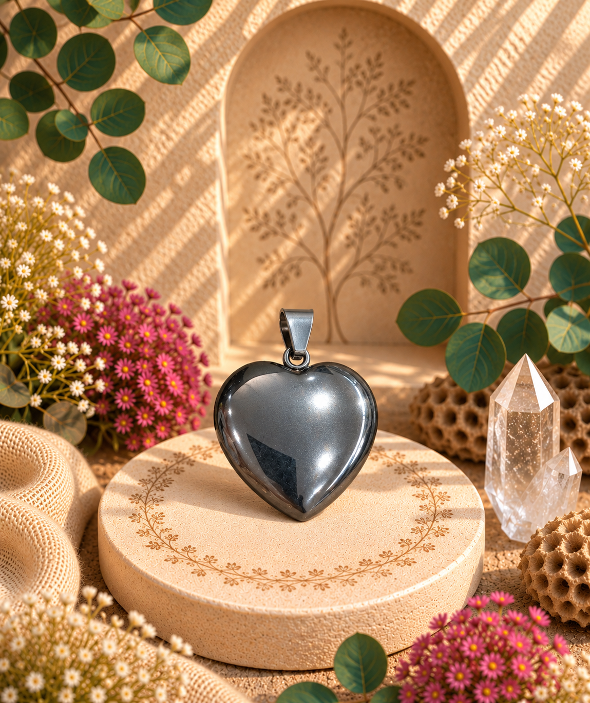Pendentif Hématite - Coeur – Ancrage, force et équilibre