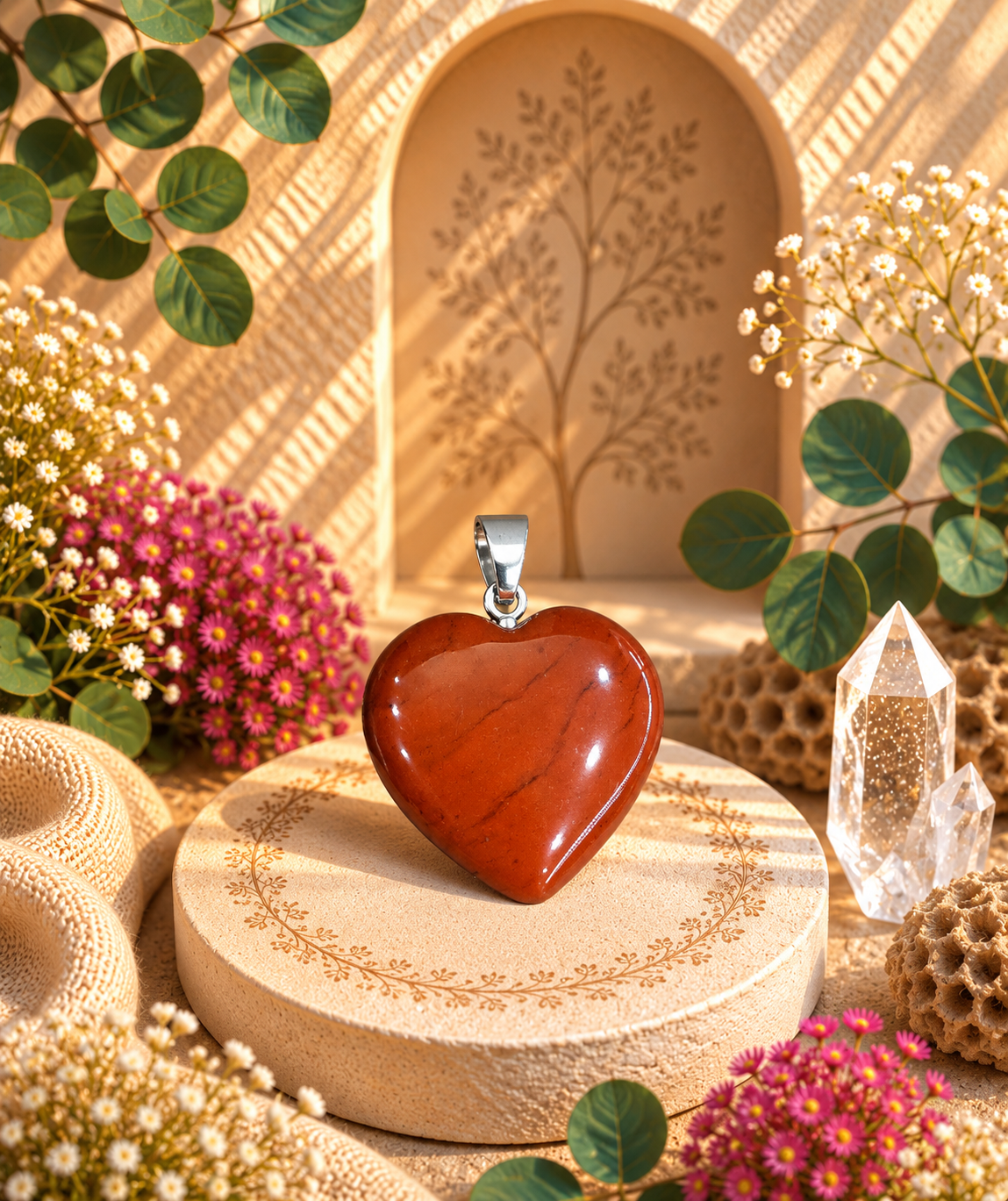 Pendentif Jaspe Rouge - Coeur – Vitalité, ancrage et courage