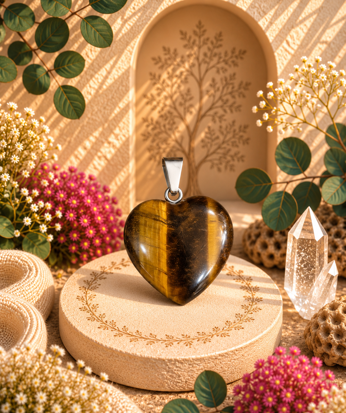 Pendentif Œil de Tigre - Coeur – Protection, courage et confiance