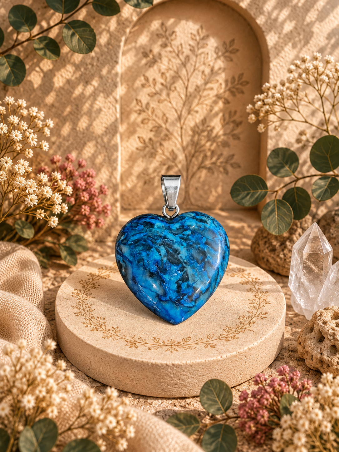 Pendentif Agate Bleue - Coeur – Sérénité, communication et harmonie
