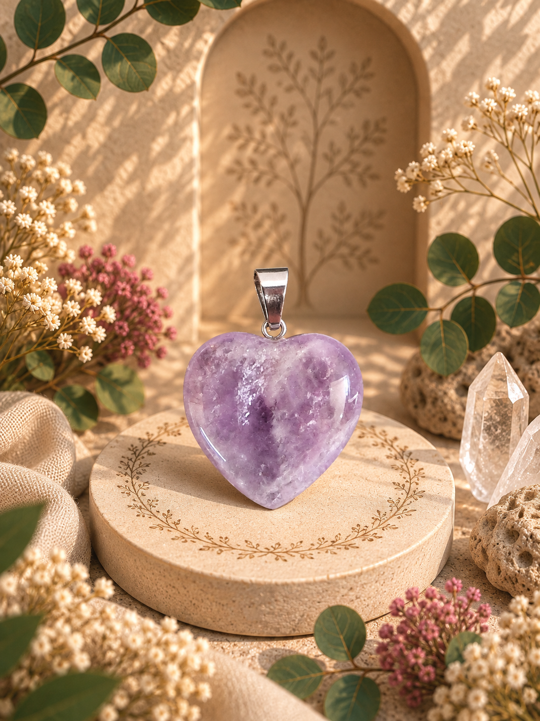 Pendentif Améthyste - Coeur – Sérénité, sagesse et intuition