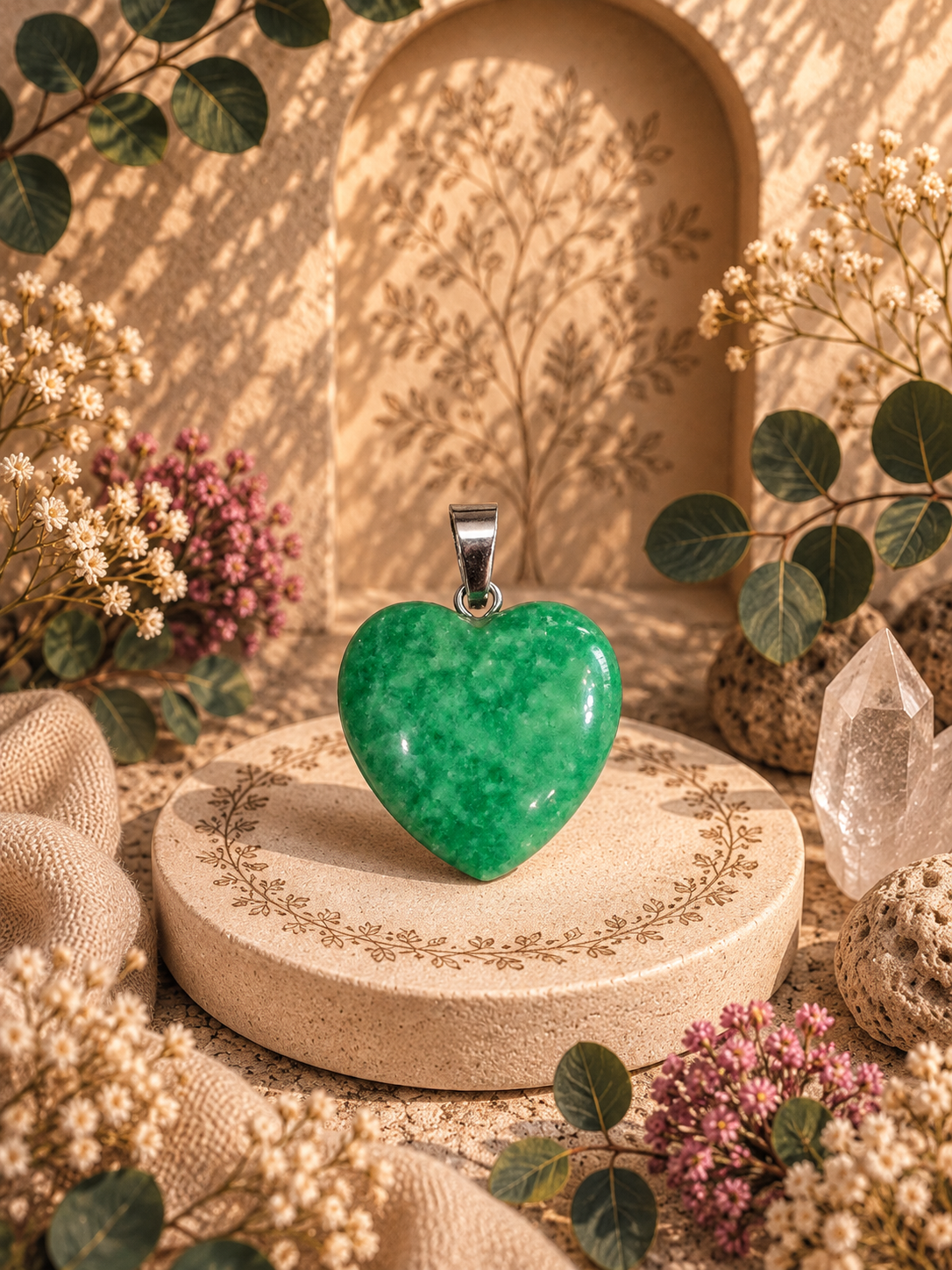 Pendentif Jade de Birmanie - Coeur – Harmonie, sérénité et prospérité