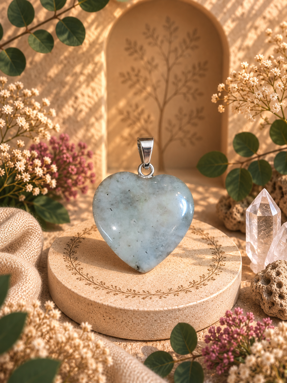 Pendentif Labradorite - Coeur – Protection, intuition et lumière