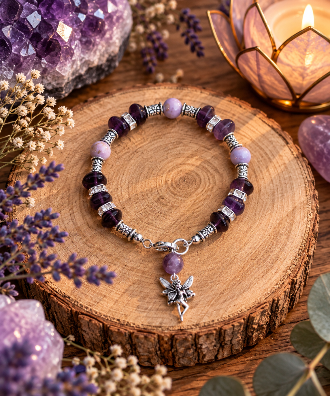 bracelet-phosphosiderite-et-fluorine-violette-avec-fee-serenite-et-intuition