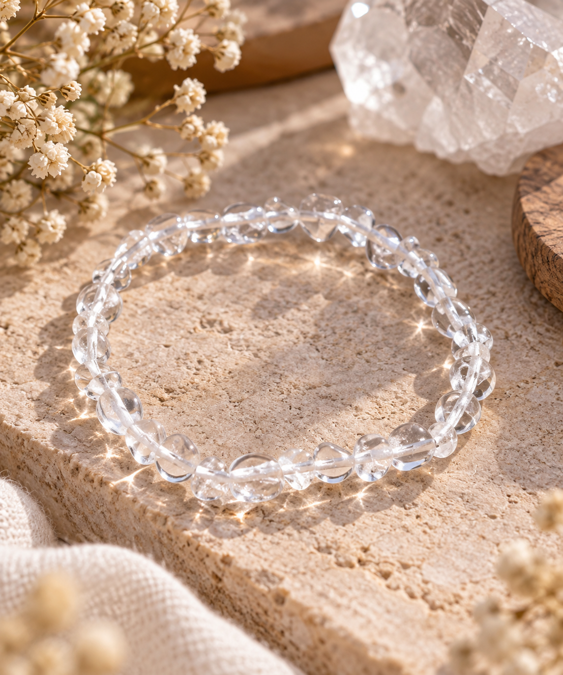 Bracelet Cristal de Roche Mini Pierres Roulées – Clarté et Énergie