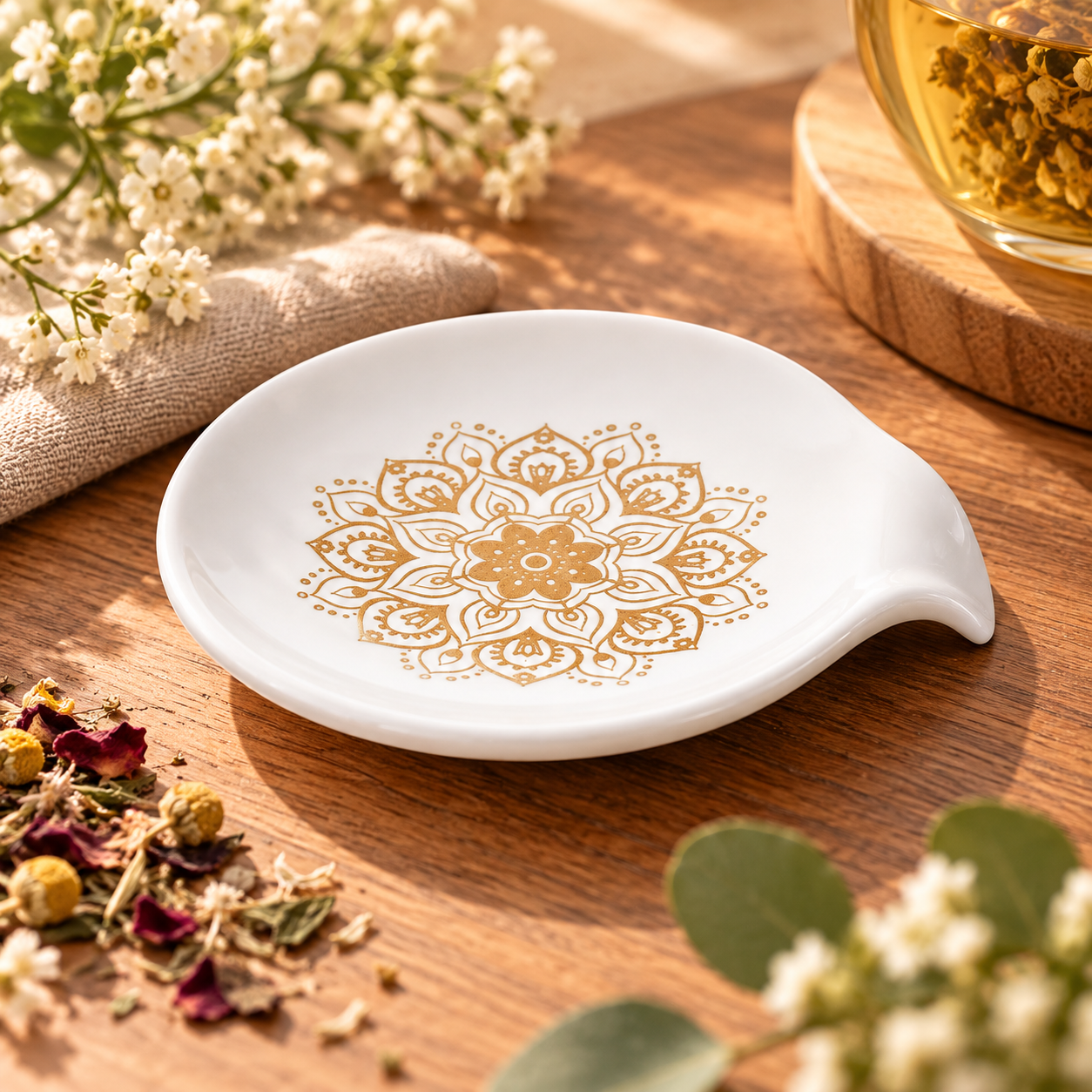 Porte-Sachet de thé Mandala en Porcelaine