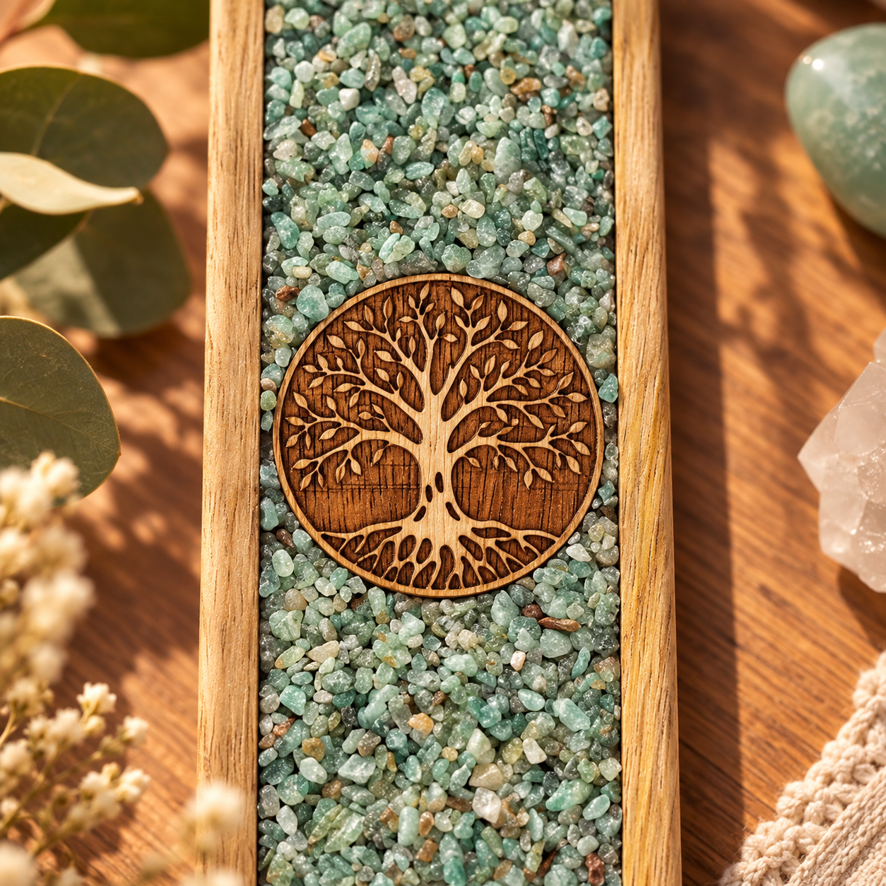 porte-encens-arbre-de-vie-et-amazonite-en-bois-de-manguier-detail