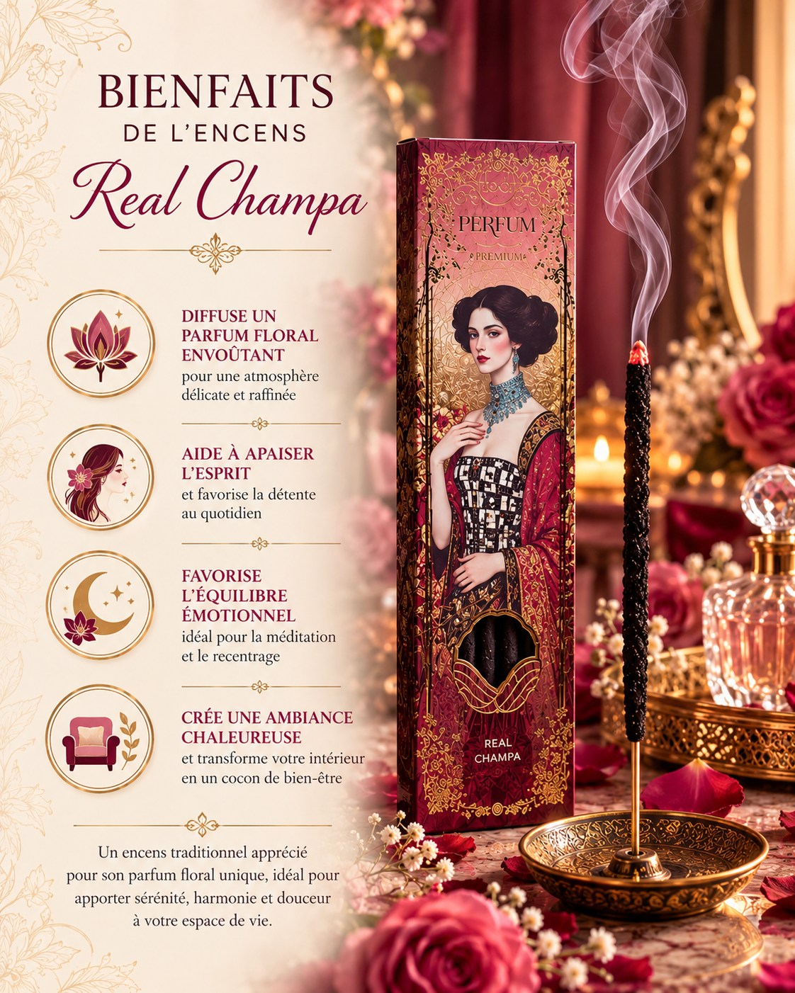 Encens Premium Perfum Real Champa Sagrada Madre – Mystique et Enveloppant