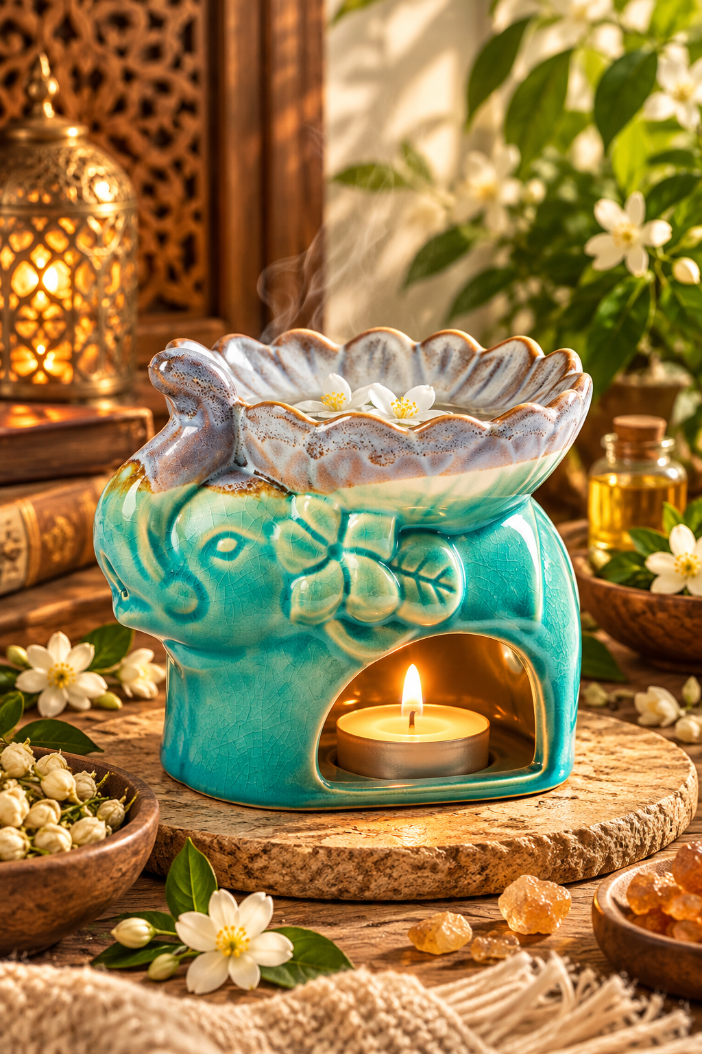bruleur-a-cire-huile-elephant-turquoise-sagesse-chance-et-protection