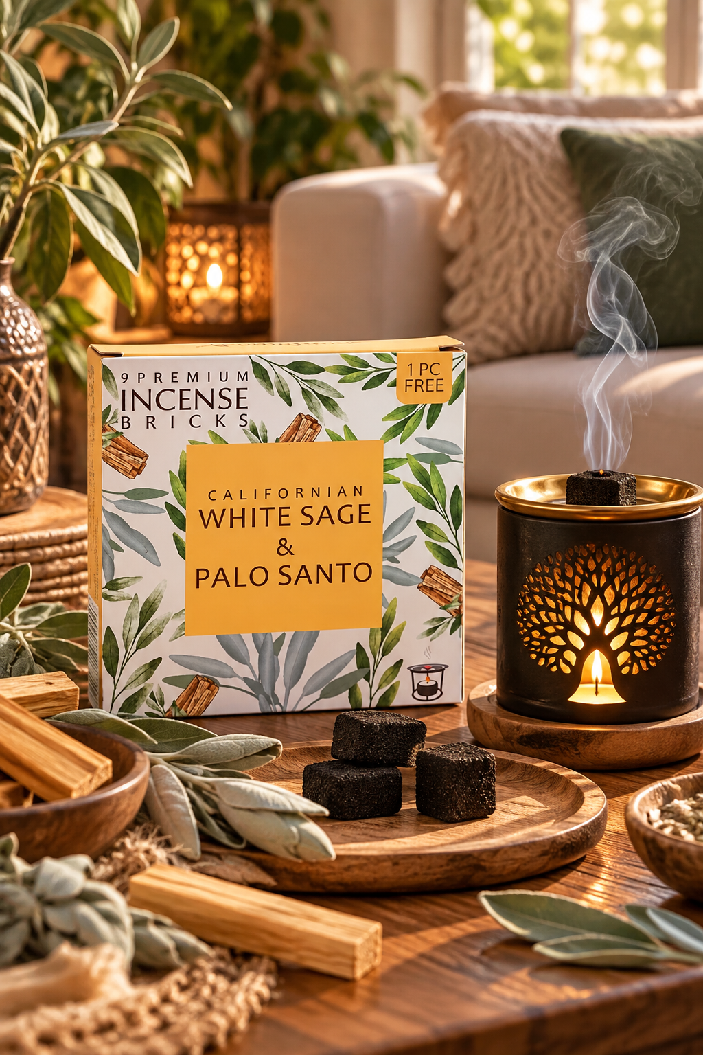 Briques d\'Encens sauge blanche et palo santo - Aromafume - Purification, protection et énergie lumineuse