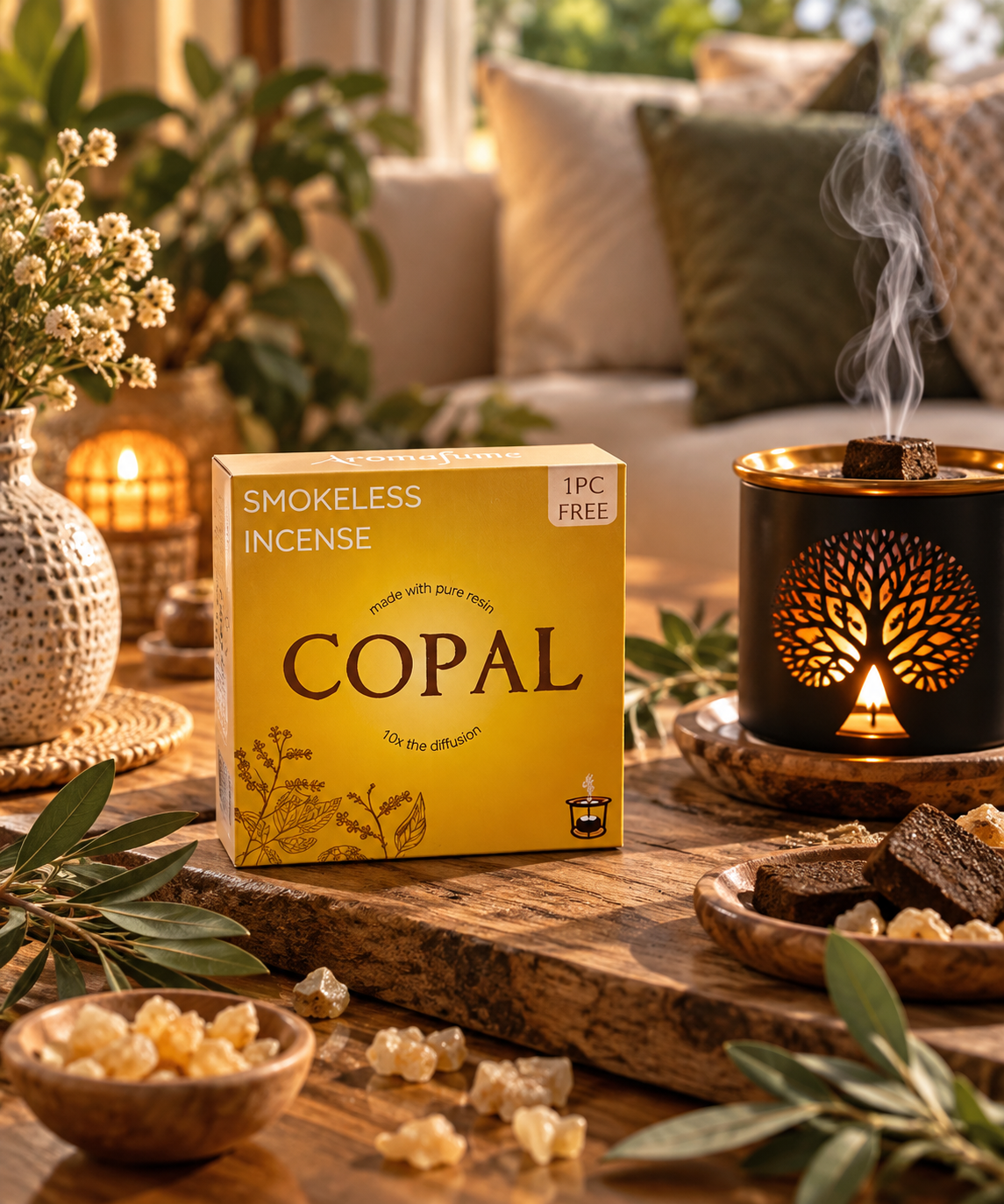 Briques d’encens Copal – Aromafume – Purification solaire, clarté et élévation