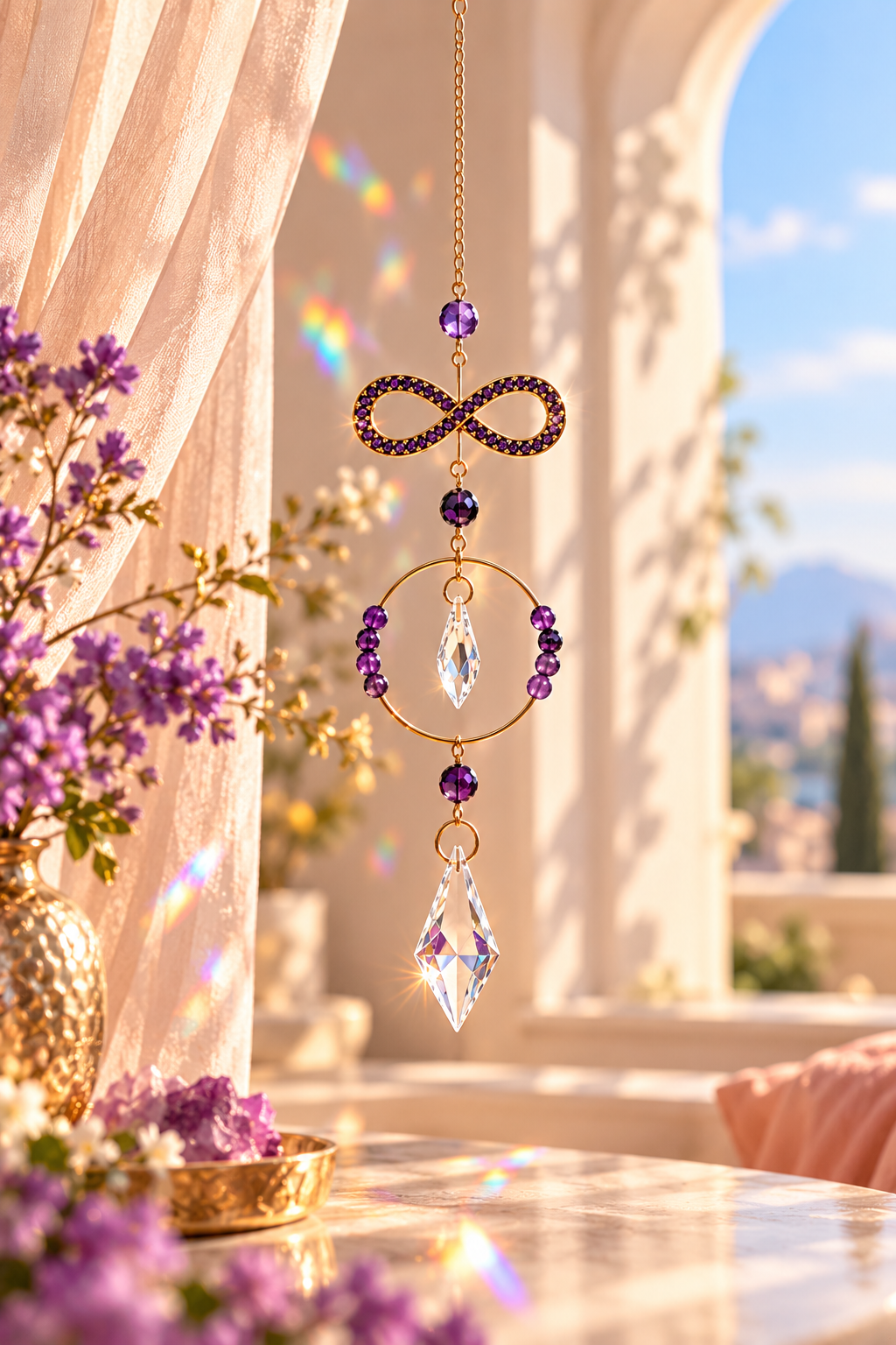 Suncatcher Infini & Améthyste – Harmonie et Sérénité