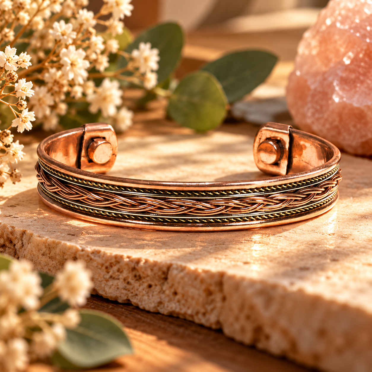 Bracelet Cuivre Magnétique – Tresse d\'Harmonie – Force, équilibre et unité