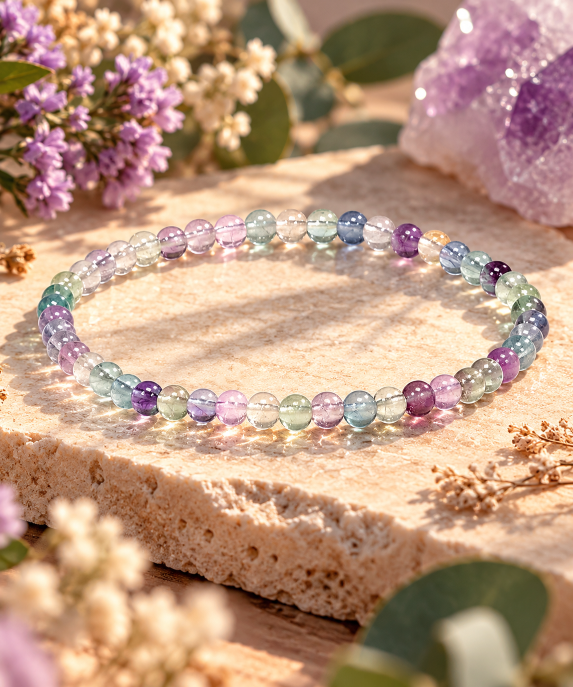 Bracelet 4 mm Fluorine Naturelle – Concentration, Créativité et Harmonie Émotionnelle
