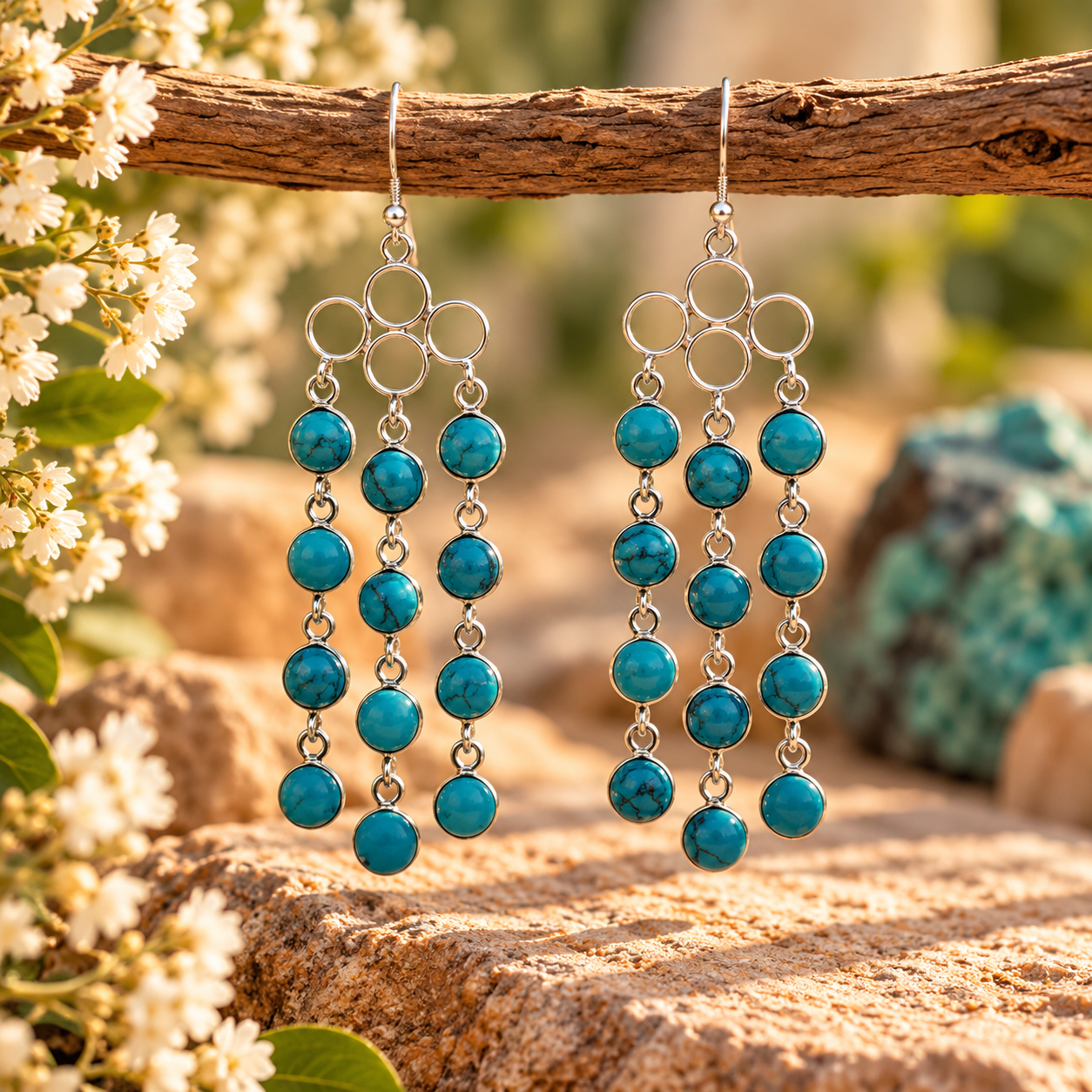 Boucles d Oreilles en Howlite Bleue - Sérénité et Communication