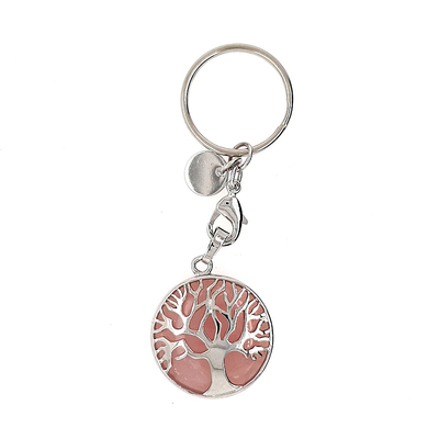 Porte clefs arbre de vie quartz rose