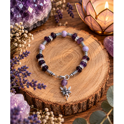 bracelet-phosphosiderite-et-fluorine-violette-avec-fee-serenite-et-intuition