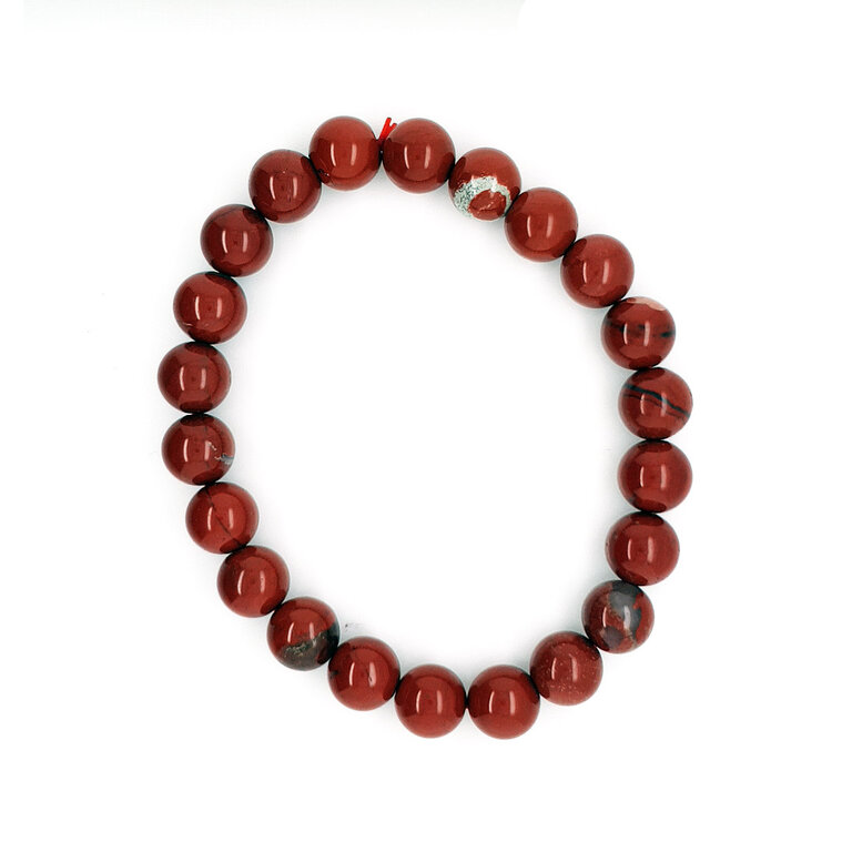 Bracelet Perles Jaspe Impérial Rouge 8mm - Lithothérapie, Bijou Naturel Neuf