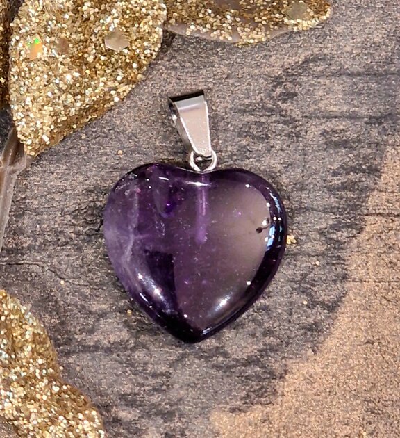 Pendentif Cœur Sacré En Argent Avec Améthyste - Chaîne Incluse, Neuf Avec étiquettes