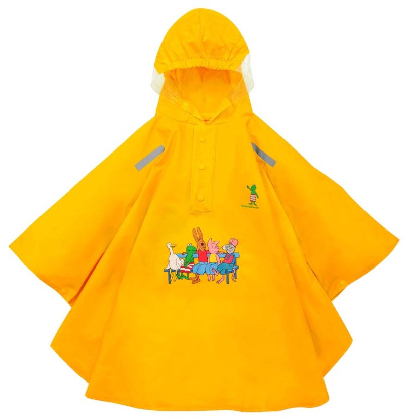 poncho-impermeable-enfant-animaux-jaune-vif