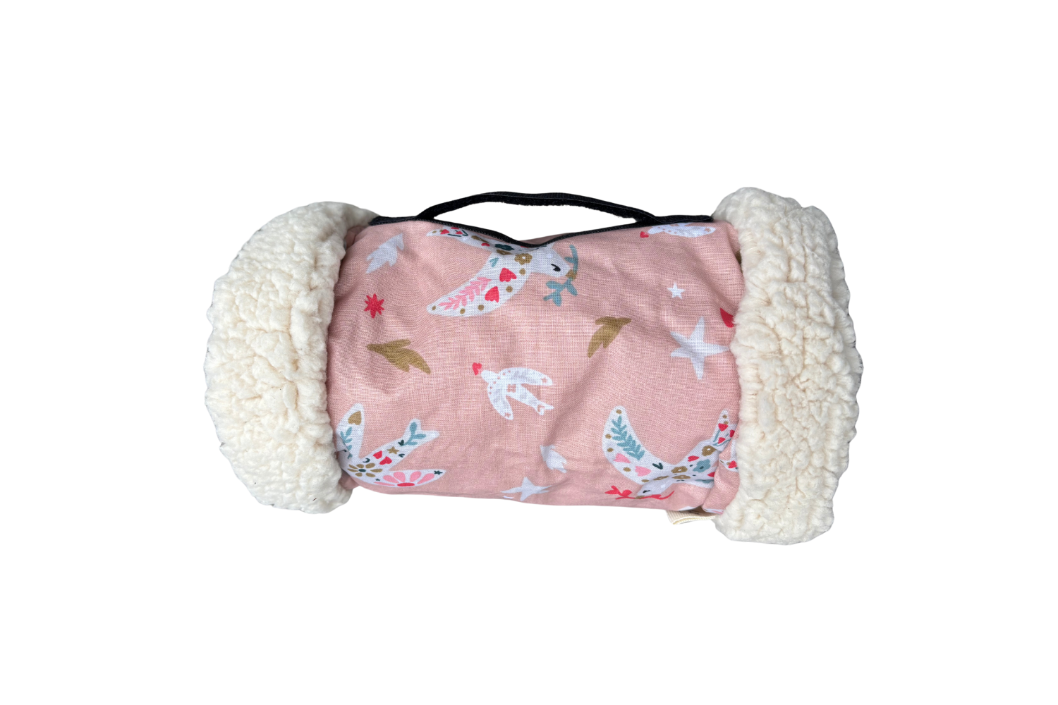 manchon-siege-bebe-fourrure-exterieur-rose