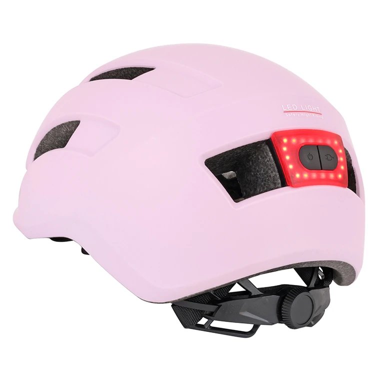 casque-velo-rose-avec-eclairage-usb