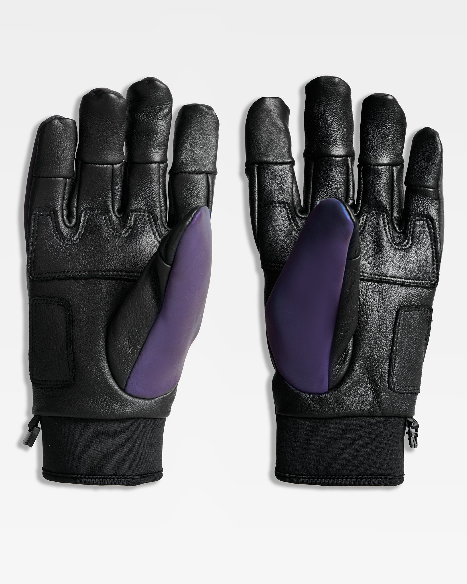 gants-velo-hiver-chauds-cuir-polaire-noirs-violets