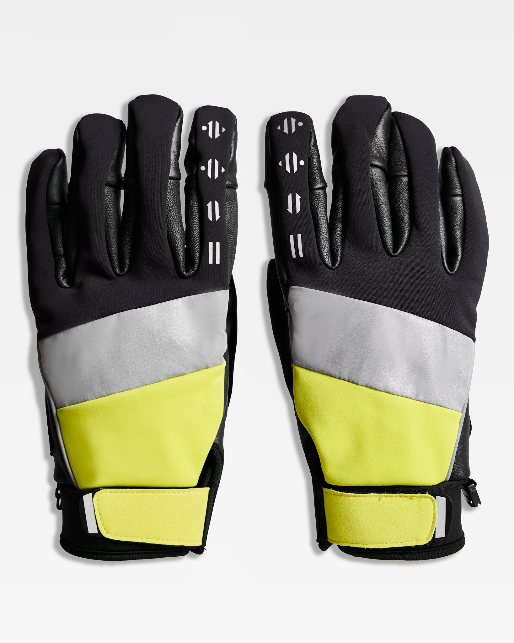 gants-hiver-velo-chauds-cuire-polaire-noirs-jaunes-reflechissants