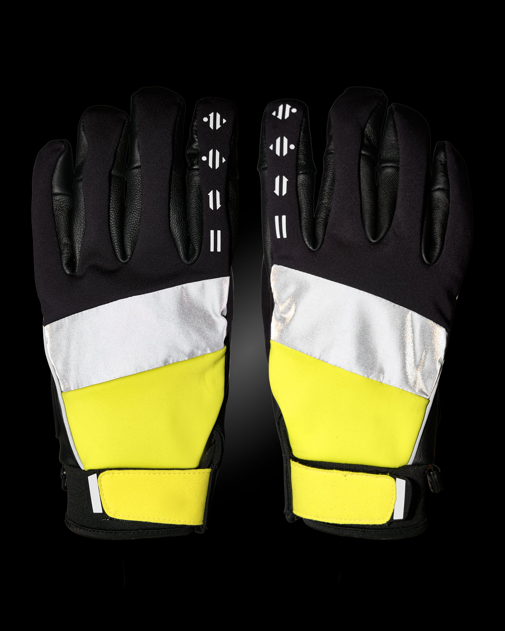 gants-hiver-velo-chauds-cuir-polaire-noirs-jaunes-reflechissants-nuit