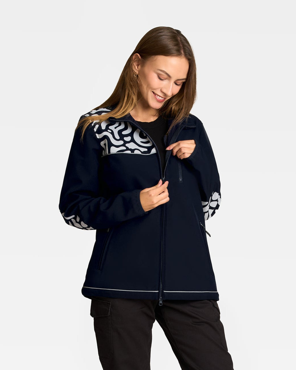 softshell-orso-bleue-marine-polaire-deperlante-velo-femme-face