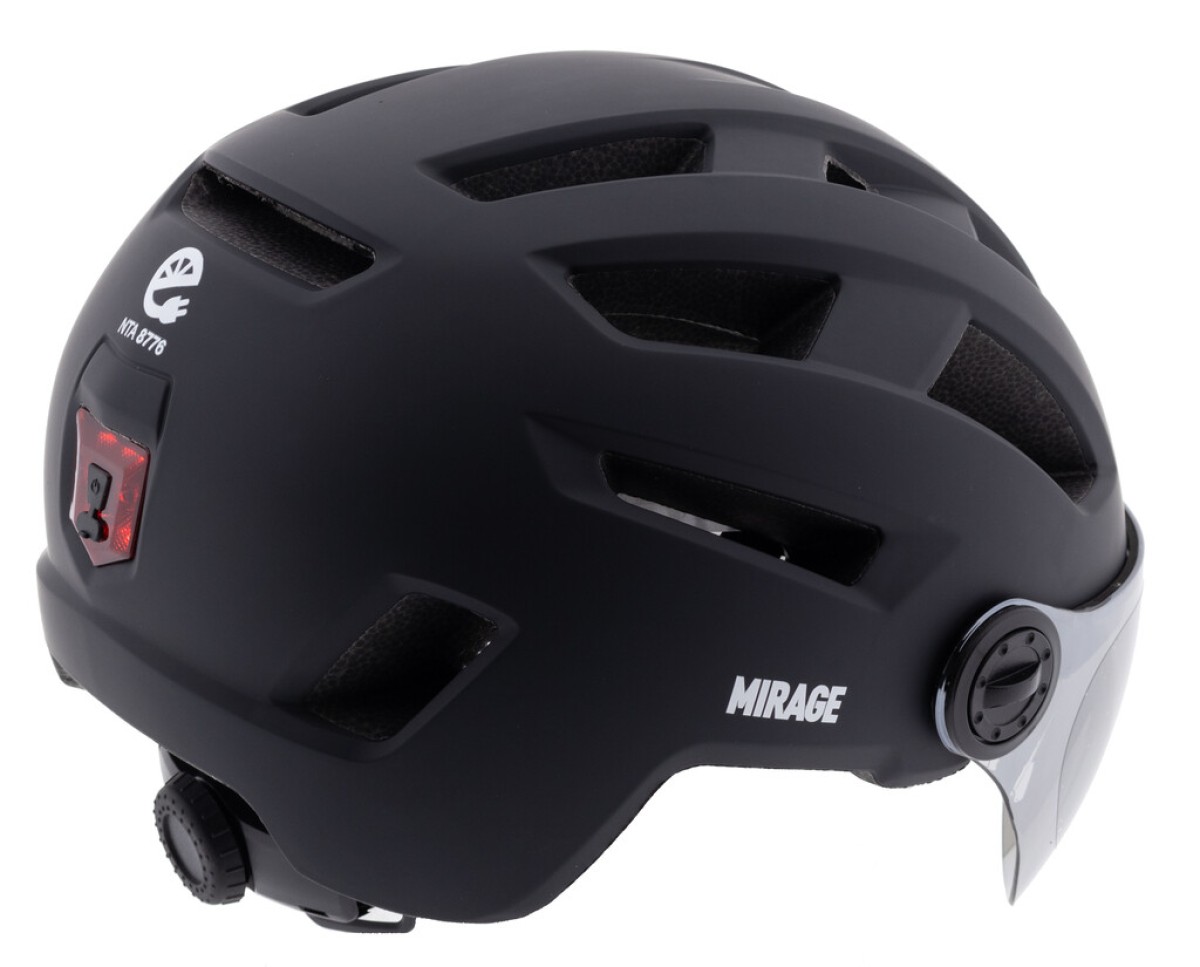 Casque e-bike Mirage vu de larrière avec éclairage