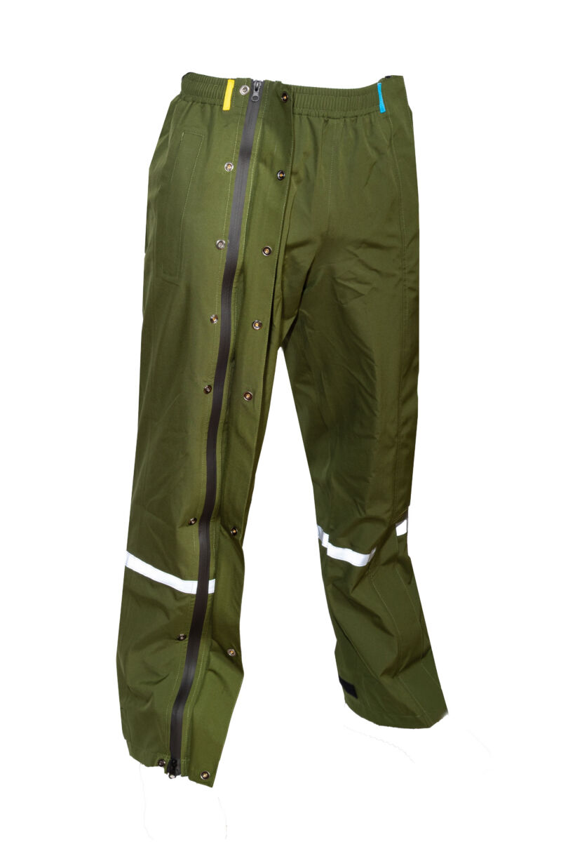 Pantalon pluie Hello Rain Storm 20K olive surchaussures