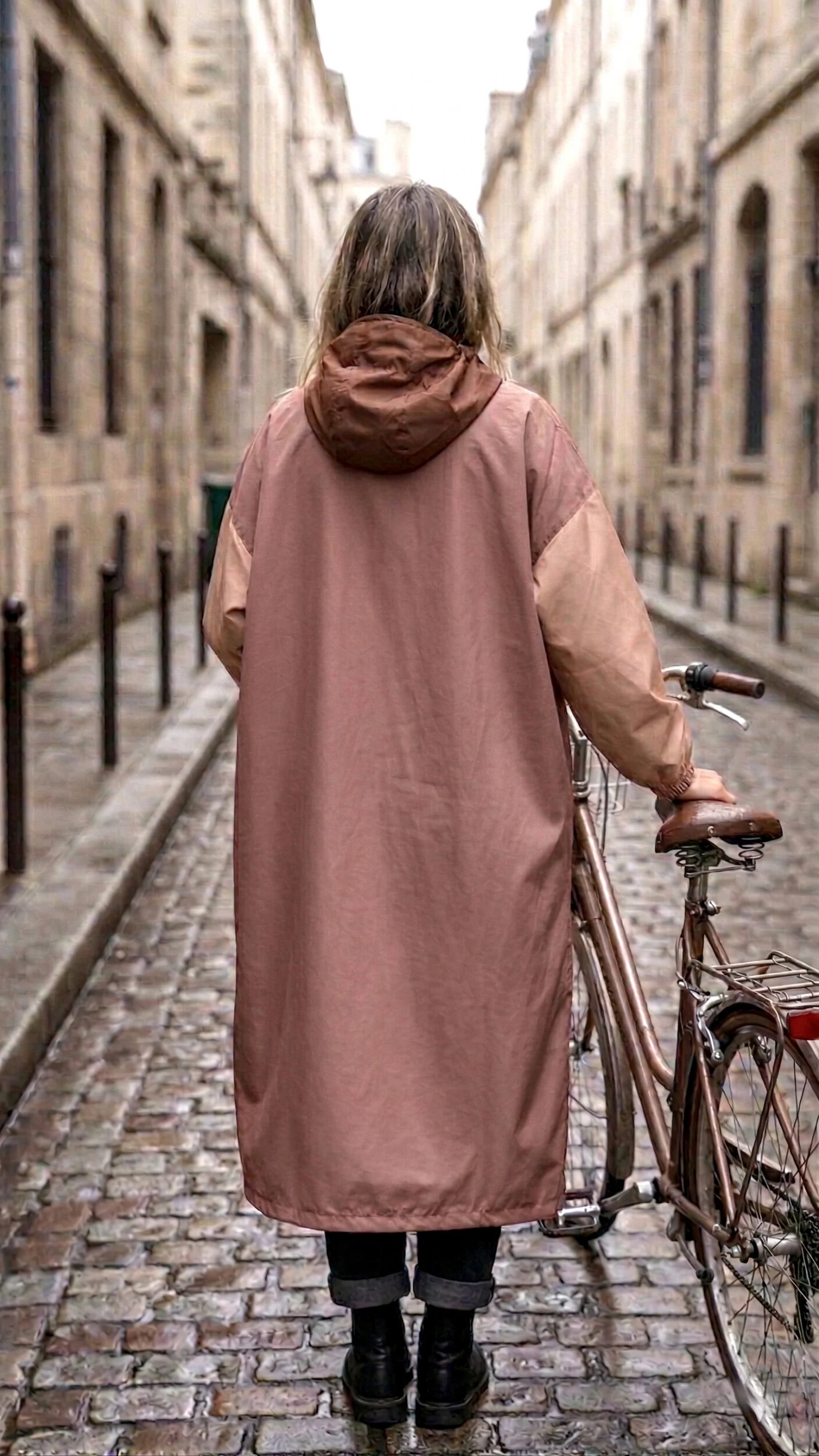 Poncho vélo long terracotta Poule Party Brown Blush