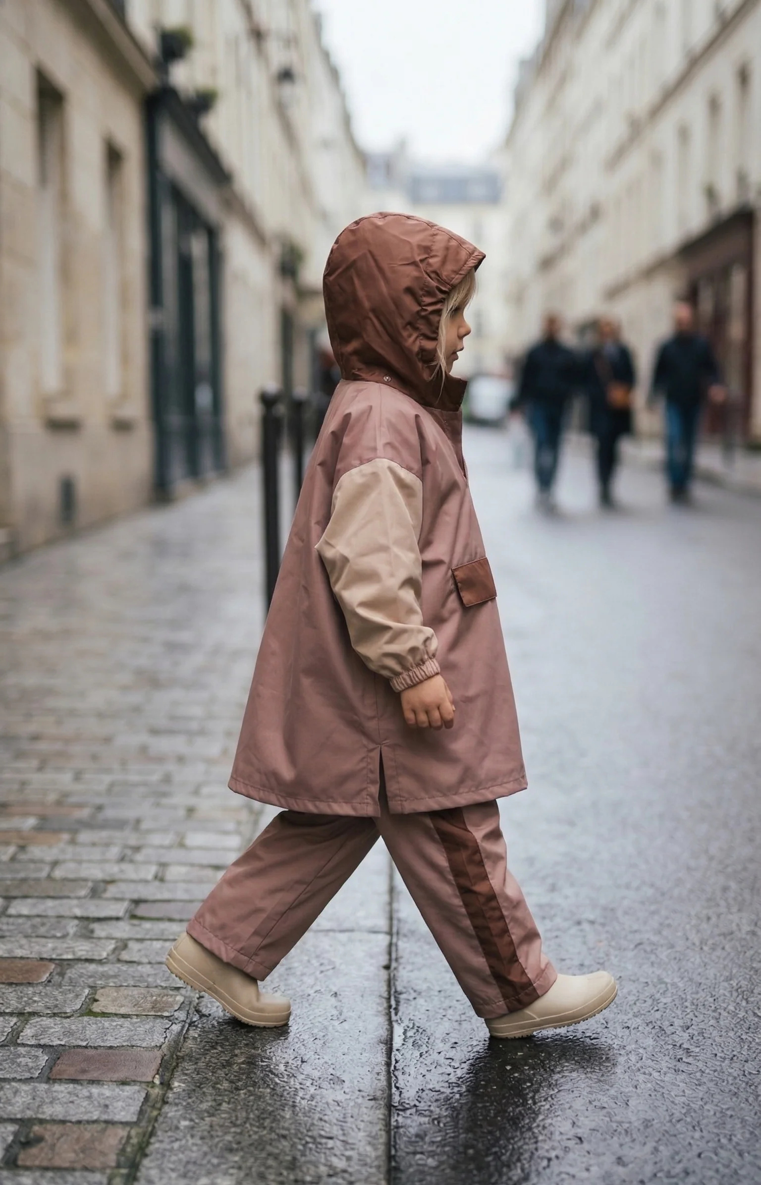 Poncho de pluie enfant Poule Party Brown Blush